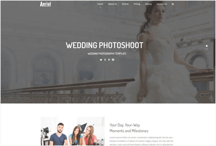 Aerial Wedding Photography HTML Template