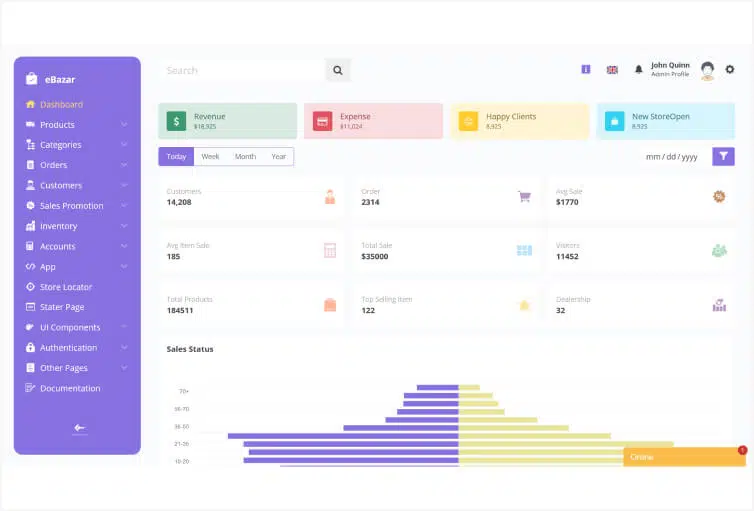 Ebazar - eCommerce Laravel 8 Admin Template