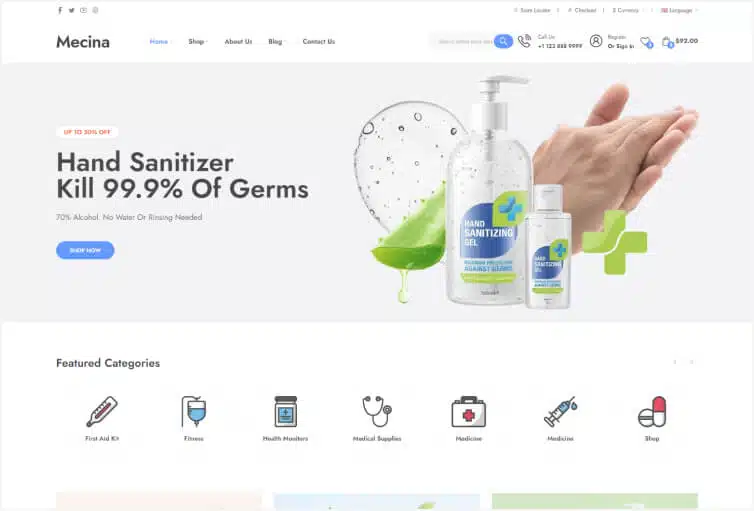 Mecina - Medical Store Website Template
