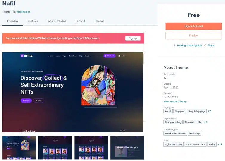 Nafil - NFT Theme for HubSpot