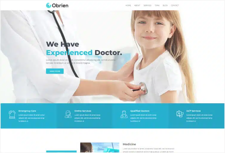 Obrien – Medical, Hospital, Clinic Landing Page Template