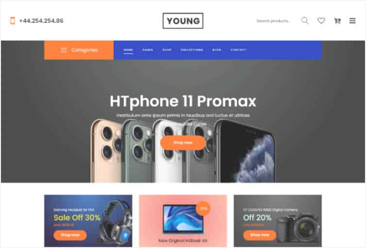 young multipurpose ecommerce html template