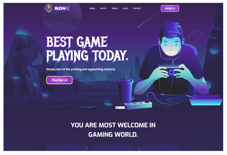 Bonx – React JS Gaming Website Template with Gatsby