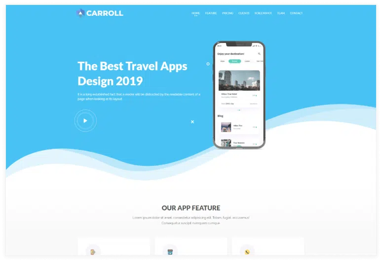 Carroll – App Landing Page HTML Template