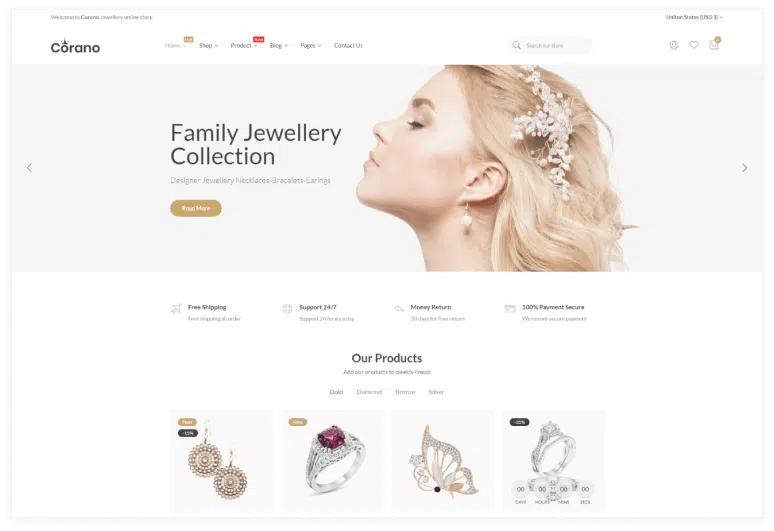 Corano - Jewelry Store Shopify Theme