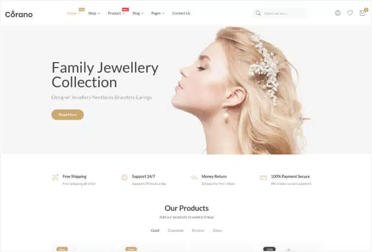 Corano jewellery shopify theme