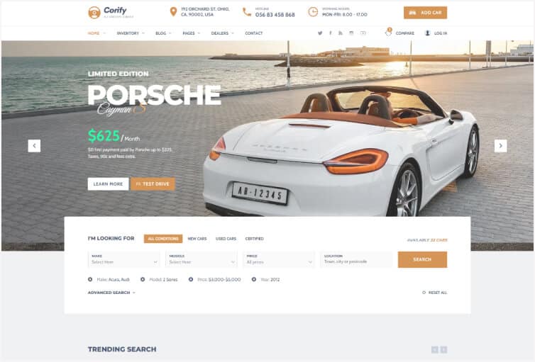 Corify - Car Dealership, Services & Classified HTML Template