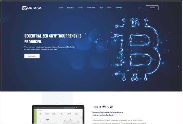 Dgtaka - Cryptocurrency Bitcoin HTML Template 