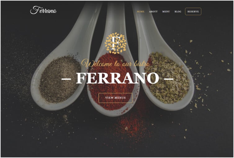 Ferrano CMS - Restaurant Website Template