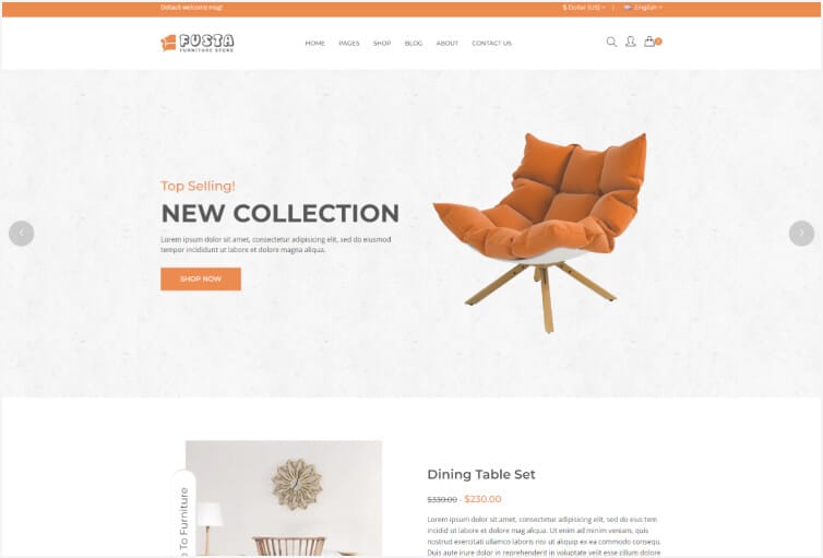 Fusta – Furniture eCommerce Bootstrap 4 Template