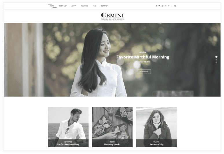 Gemini – Personal Blog HTML Template