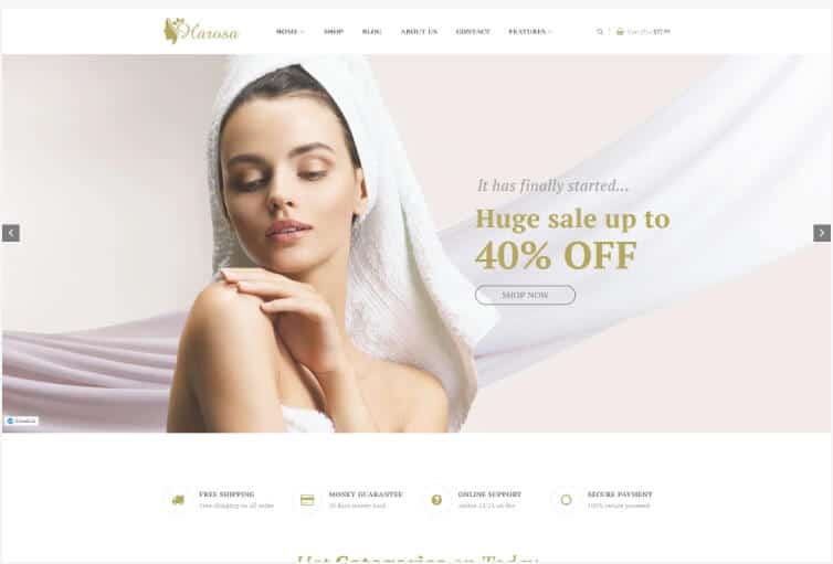 Harosa – Cosmetics and Beauty eCommerce Bootstrap4 Template