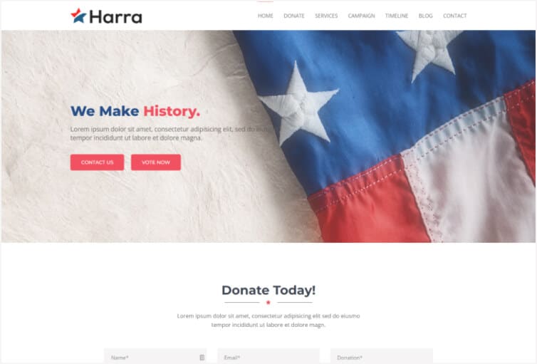 Harra – Political Landing Page Template