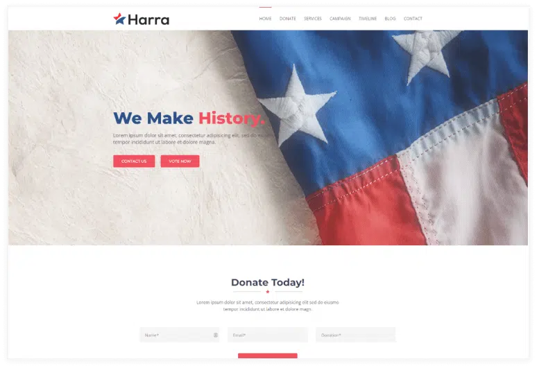 Harra – Political Landing Page Template