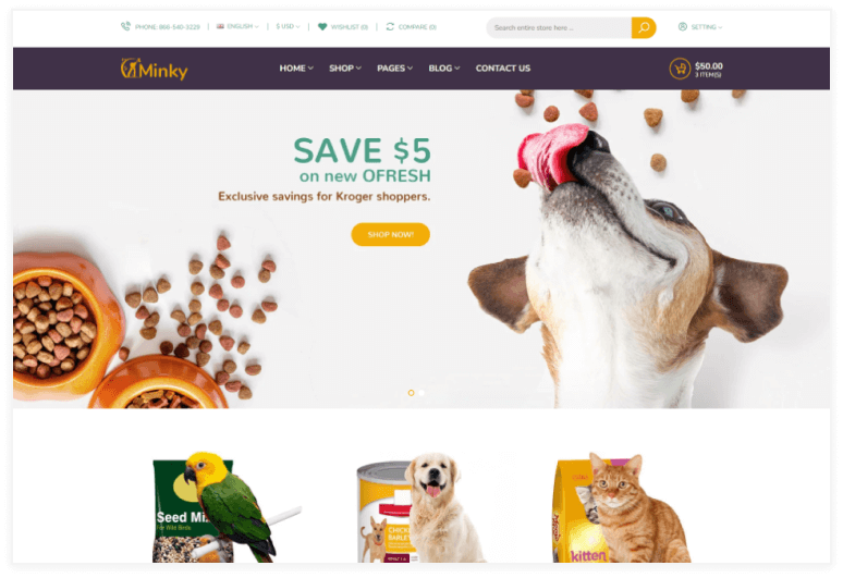 Minky – Pet Food Responsive eCommerce HTML 5 Template