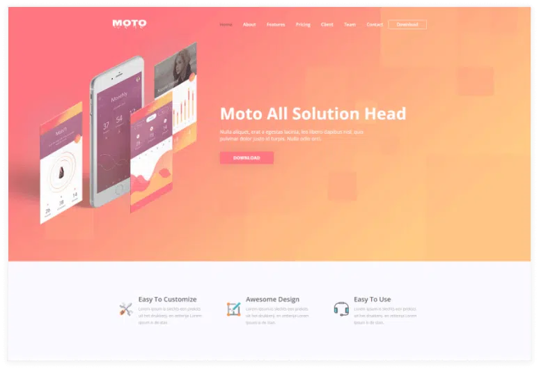Moto – Multipurpose App Landing Page HTML Template