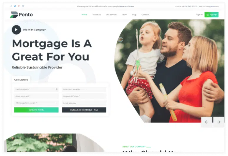 Pento - Real Estate Mortgage Landing Page HTML Template