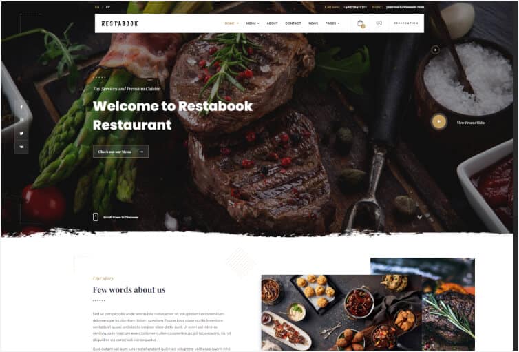 Restabook-Restaurant  Cafe Pub Template