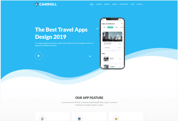 Carroll – App Landing Page HTML Template