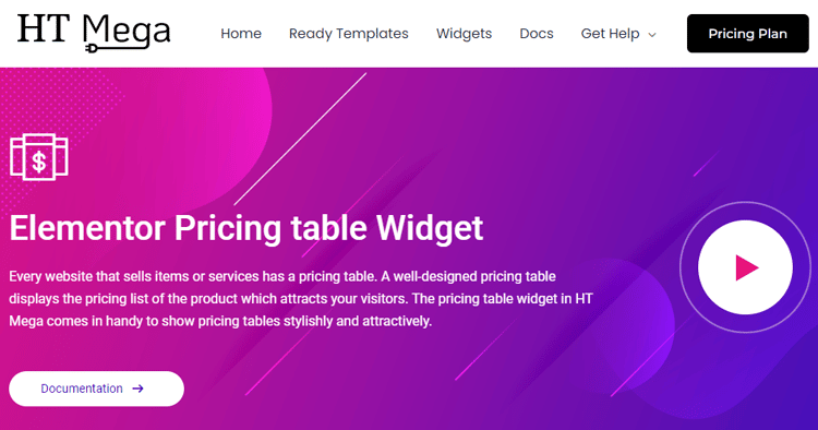 HT Mega Pricing Table Widget