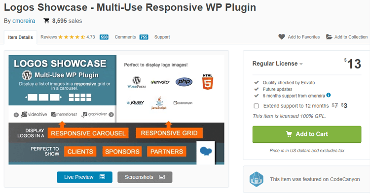 Logos Showcase Multi-Use Responsive WP Plugin