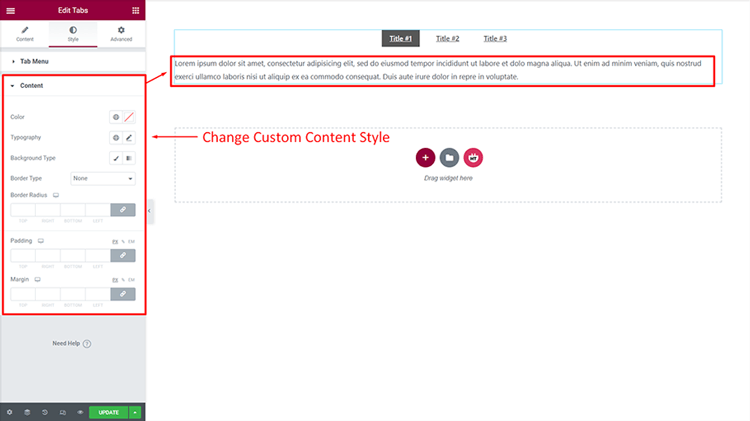 Customize Content Style