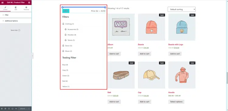 Vertical Product Filter
