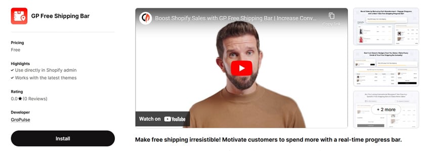 GP Free Shipping Bar Apps 