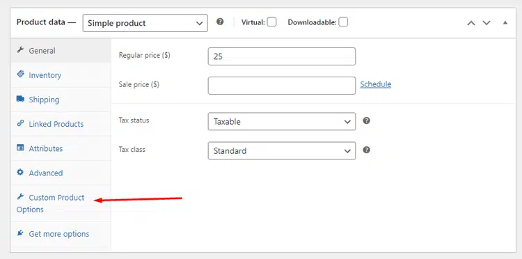 Custom Products options
