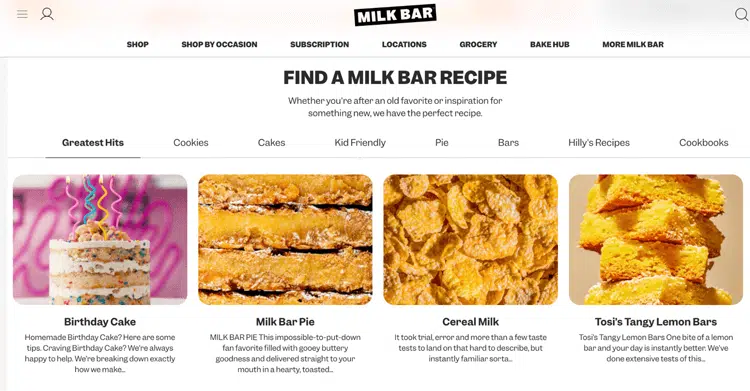 example of content ideas for a cake delivery
