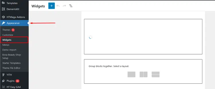 Click on the Widgets