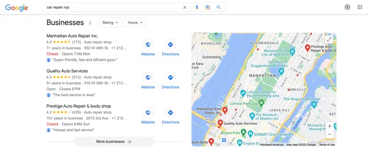 local business results in serps