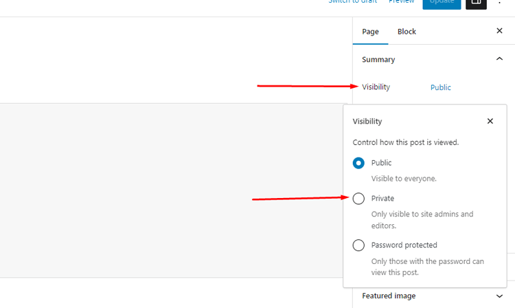 Select Private from the Visibility option