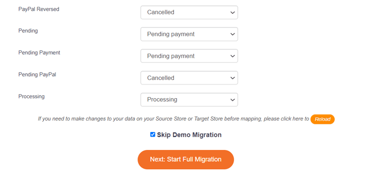 Skip the Demo Migration if you want to