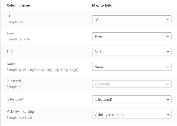 Woocommerce product attribute mapping