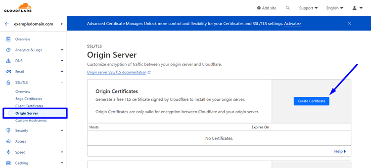 Click on the "Create Certificate" button