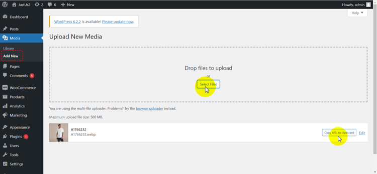 upload product images to WordPress