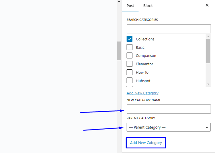 Click the "Add New Category" button