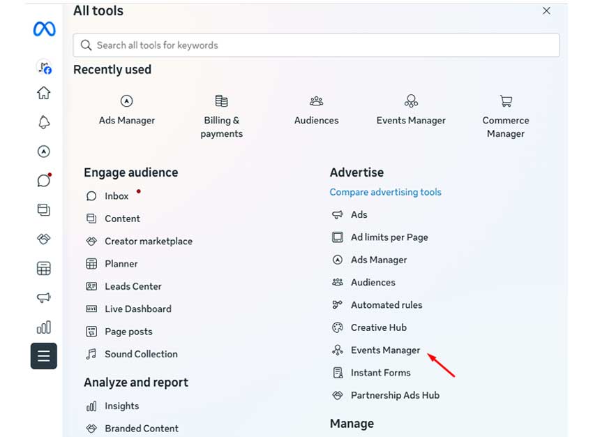 Click on Event Manager
