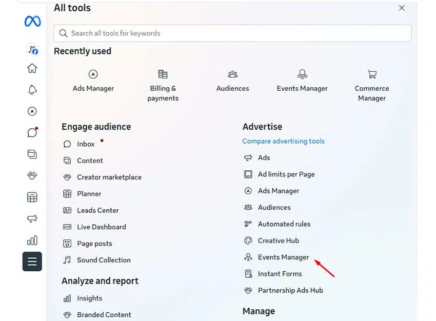 Click on Event Manager