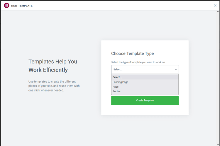 Template Type Selection