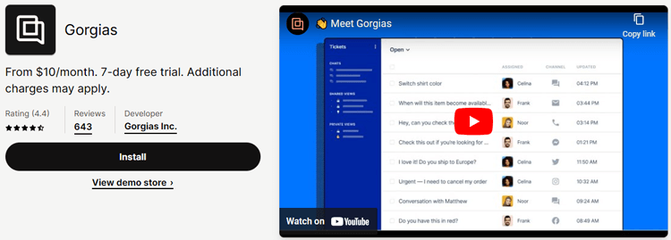 Gorgias ‑ Helpdesk & Live Chat