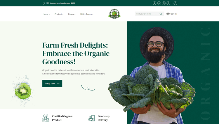 Purely Food Website Webflow Template