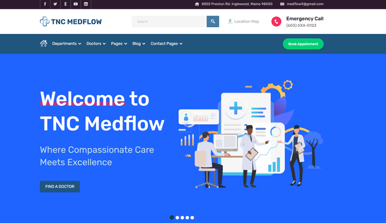 TNC MedFlow CMS Hospital Website Template