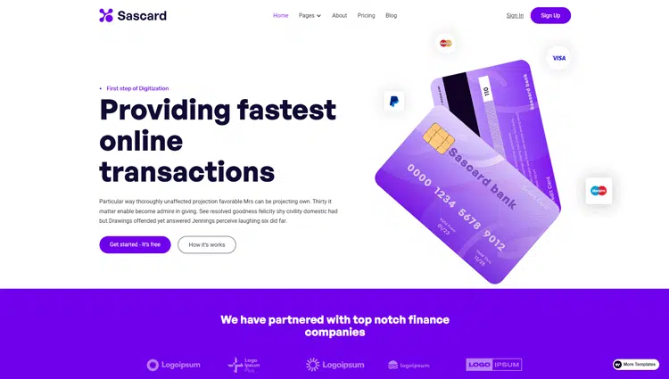 Sascard - Finance Website Template