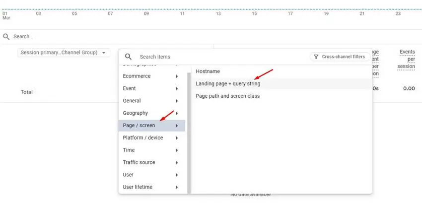 Search and Select Landing Page + Query