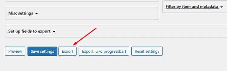 Click on the Export Button