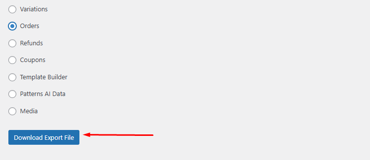 Click on the Download the Export File