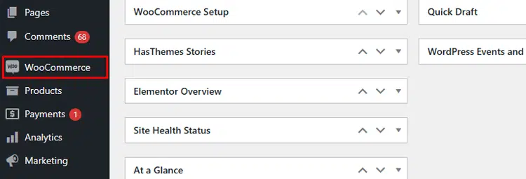 Navigate to the woocommerce