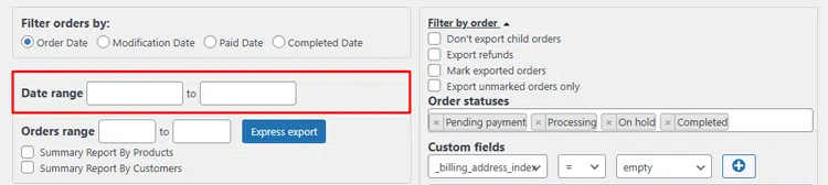 Custom Date Range Option